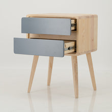 Load image into Gallery viewer, Kuva Pine Two Drawer Hidden Handle Side Table - Grey
