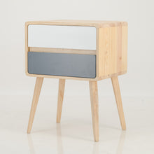 Load image into Gallery viewer, Kuva Pine Two Drawer Hidden Handle Side Table - Grey &amp; White

