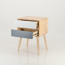 Load image into Gallery viewer, Kuva Pine Two Drawer Hidden Handle Side Table - Grey &amp; White
