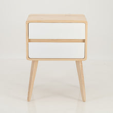 Load image into Gallery viewer, Kuva Pine Two Drawer Hidden Handle Side Table - White
