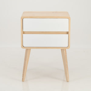 Kuva Pine Two Drawer Hidden Handle Side Table - White