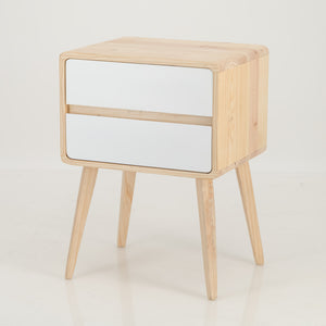 Kuva Pine Two Drawer Hidden Handle Side Table - White