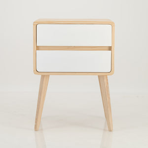 Kuva Pine Two Drawer Hidden Handle Side Table - White