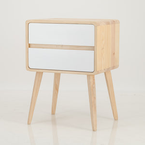 Kuva Pine Two Drawer Hidden Handle Side Table - White
