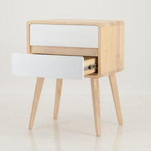 Load image into Gallery viewer, Kuva Pine Two Drawer Hidden Handle Side Table - White
