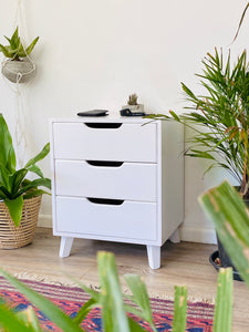 Secaleni Side Table Three Drawer White