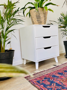 Secaleni Side Table Three Drawer White