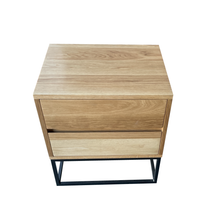 Load image into Gallery viewer, Fihlo Two Drawer Oak Side Table With Metal Frame
