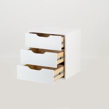 Load image into Gallery viewer, Secaleni Floating Side Table Three Drawer White
