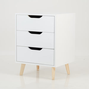Secaleni Side Table Three Drawer White