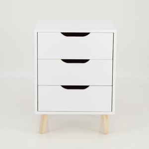 Secaleni Side Table Three Drawer White