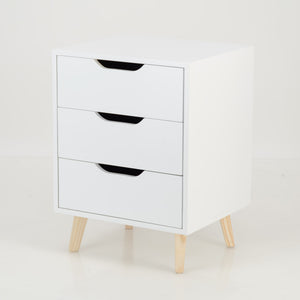 Secaleni Side Table Three Drawer White