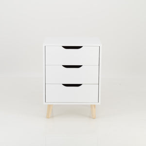 Secaleni Side Table Three Drawer White