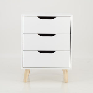 Secaleni Side Table Three Drawer White